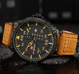 Leather Army Military Quartz Watch