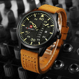 Leather Army Military Quartz Watch