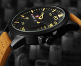 Leather Army Military Quartz Watch