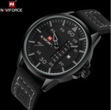 Leather Army Military Quartz Watch