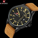 Leather Army Military Quartz Watch