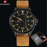 Leather Army Military Quartz Watch