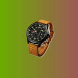 Leather Army Military Quartz Watch